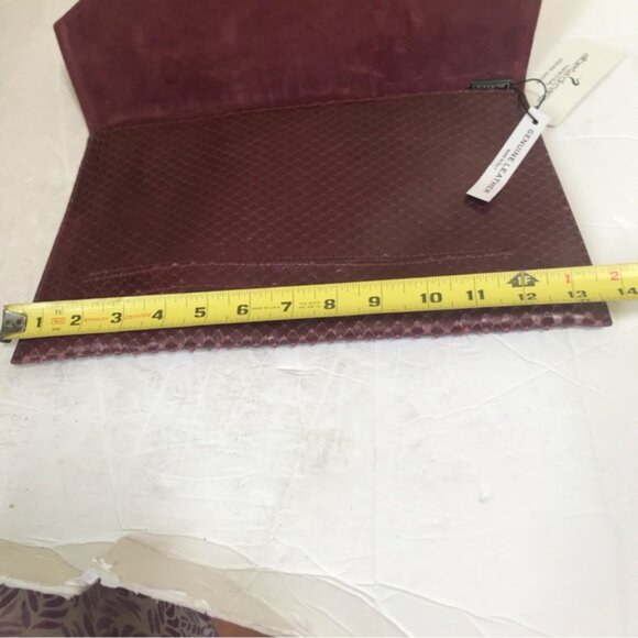 Alberta di Canio NEW Leather Clutch Bag Snake Animal Print Purse Minimalist Red - Picture 16 of 16